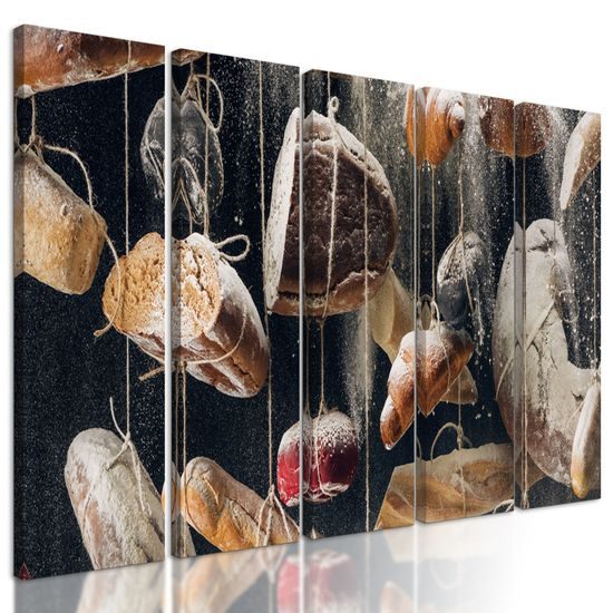 5-dielny obraz visiace pečivo