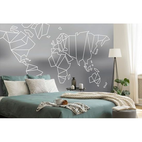 Samolepiaca tapeta umelecká abstrakcia mapy sveta v čiernobielom prevedení