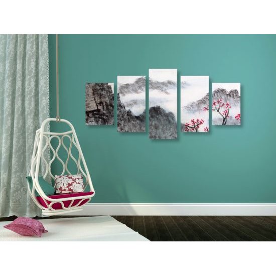 5-dielny obraz impozantná maľba krajiny