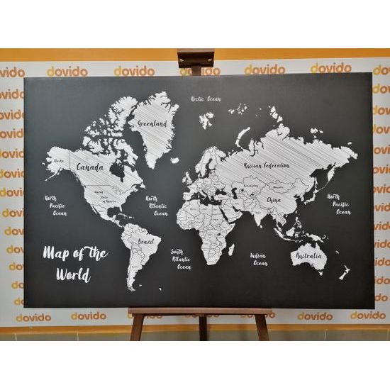 Obraz moderná mapa v čiernobielom prevedení