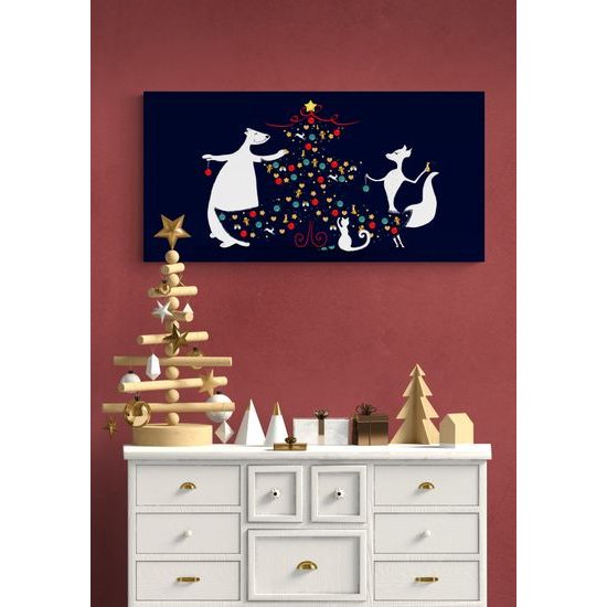 Obraz veselé zdobenie stromčeka