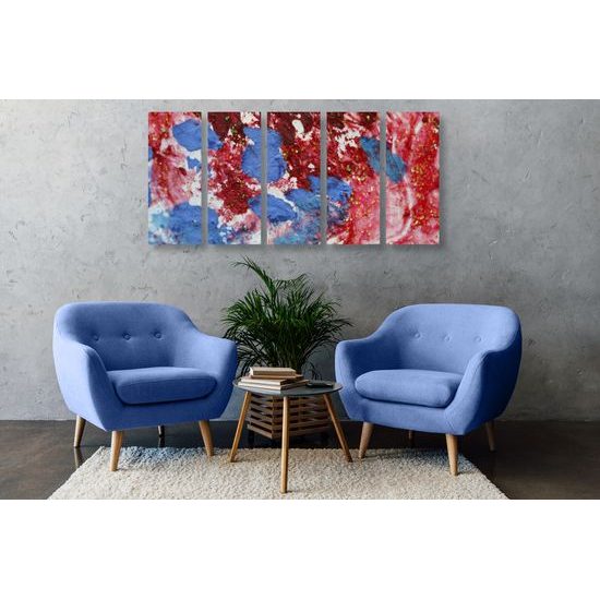 5-dielny obraz detail akvarelovej abstrakcie