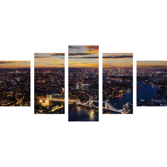 5-dielny obraz vtáčia perspektívá nad Londýnom