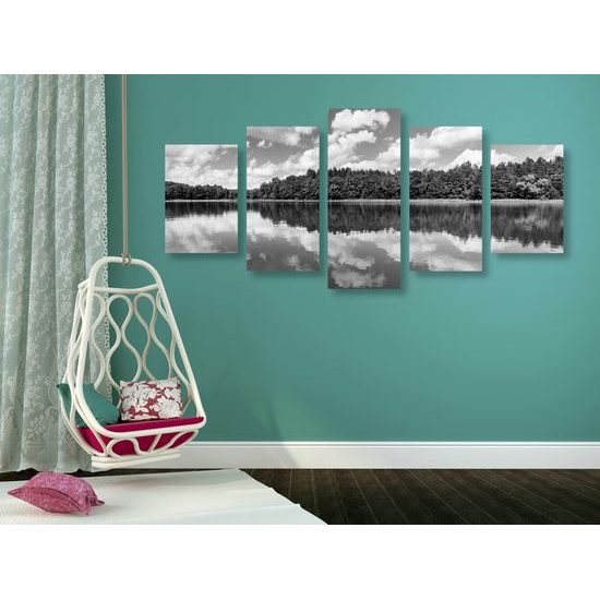 5-dielny obraz krásy prírody v čiernobielom prevedení