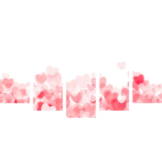 5-dielny obraz plný krásnych srdiečok