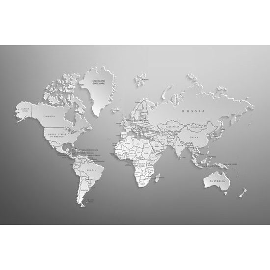 Obraz nevšedná mapa sveta v čiernobielom prevedení
