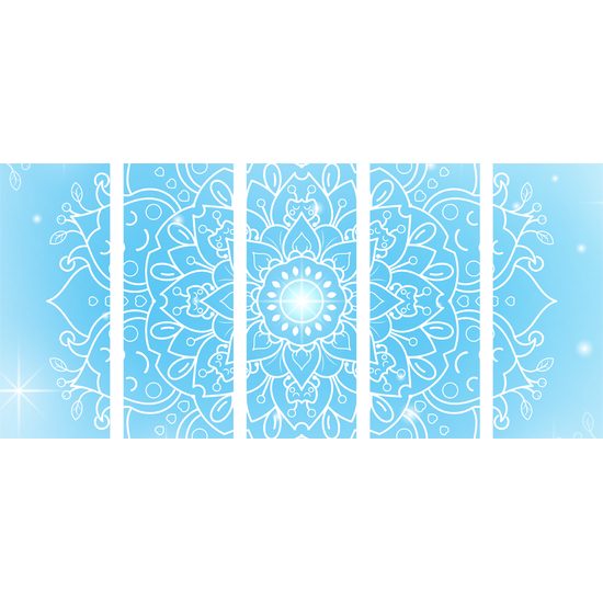 5-dielny obraz magická snehobiela Mandala