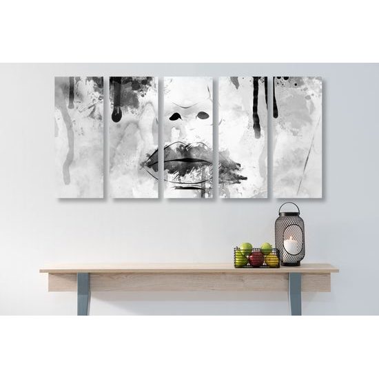 5-dielny obraz sila ženy v čiernobielom prevedení