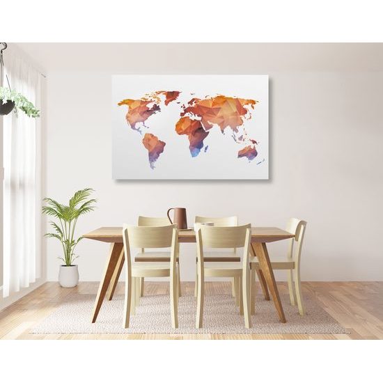 Obraz oranžová mapa sveta tvorená polygónmi