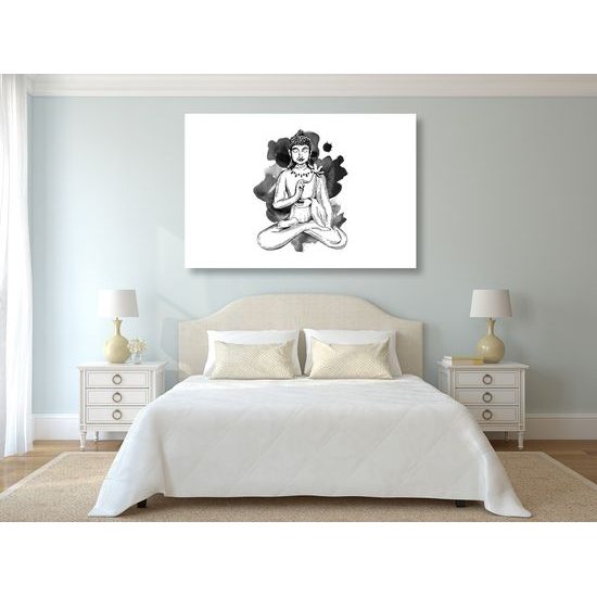 Obraz abstraktná ilustrácia Budhu v čiernobielom prevedení