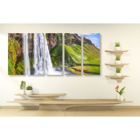 5-dielny obraz nádherný vodopád