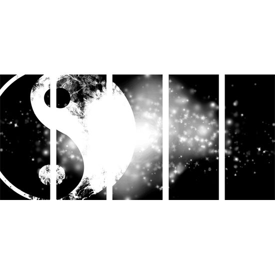 5-dielny obraz protiklady v čiernobielom prevedení