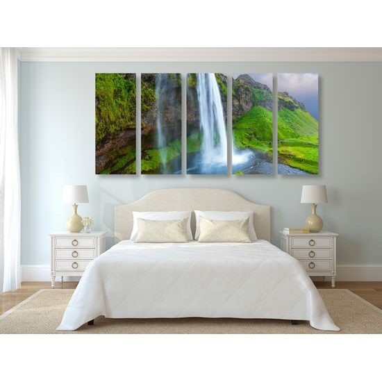 5-dielny obraz nádherný horský vodopád