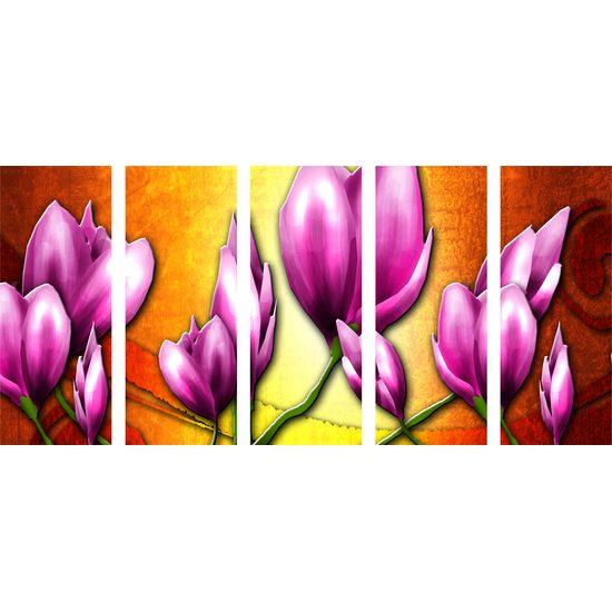 5-dielny obraz ružové vintage kvety