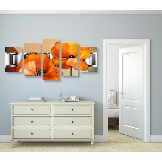 5-dielny obraz umelecké znázornenie jemnosti kvetov