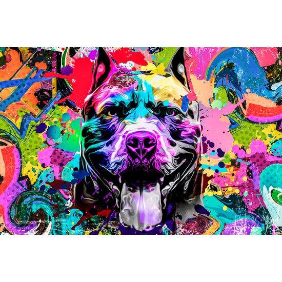 Samolepiaca tapeta pes v pestrofarebnom prevedení