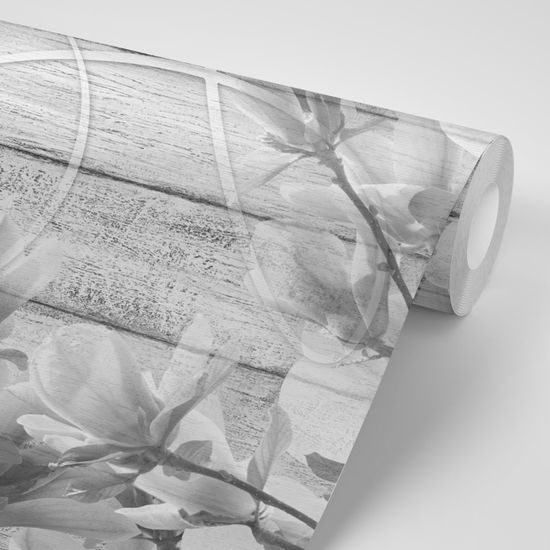 Tapeta zátišie s nápisom v čiernobielom prevedení