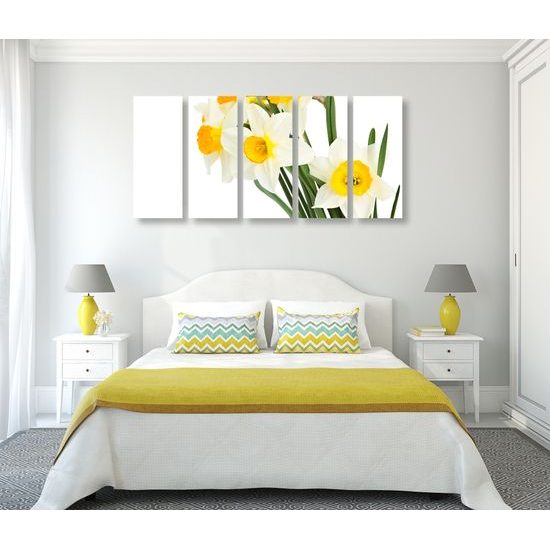 5-dielny obraz jemné jarné narcisy