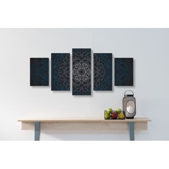 5-dielny obraz exotická Mandala v modrom prevedení