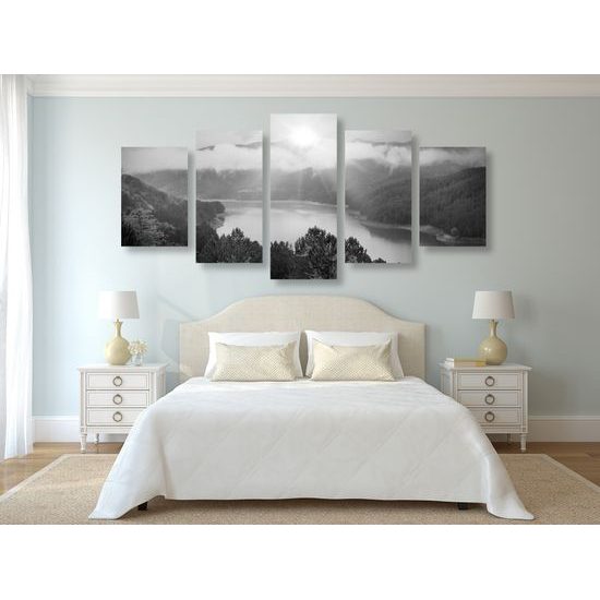 5-dielny obraz prekrásny pohľad na letnú prírodu v čiernobielom prevedení
