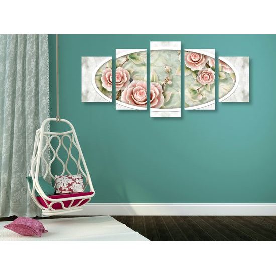 5-dielny obraz nádherné historické ruže