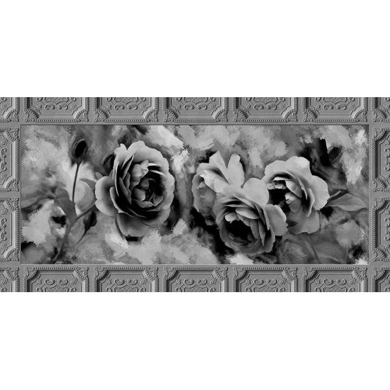 Obraz čiernobiele ruže v historickom prevedení