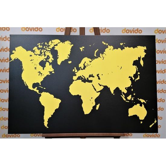Obraz čierno žltá mapa sveta