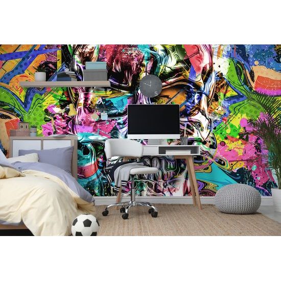 Samolepiaca tapeta lebka v pop art prevedení