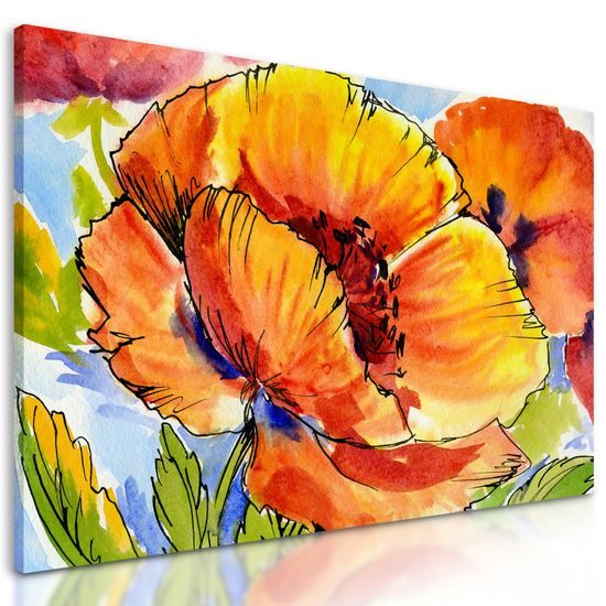 Obraz maľované červené maky