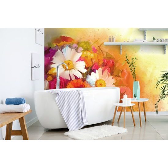 Tapeta maľba kytice v pestrofarebných farbách