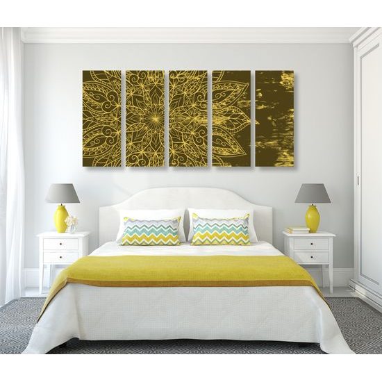5-dielny obraz žltá Mandala