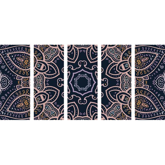 5-dielny obraz Mandala v indickom štýle