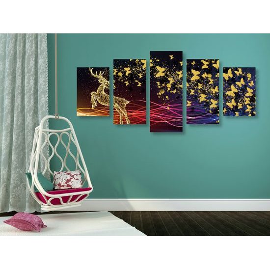 5-dielny obraz abstrakcia vesmírneho Jeleňa