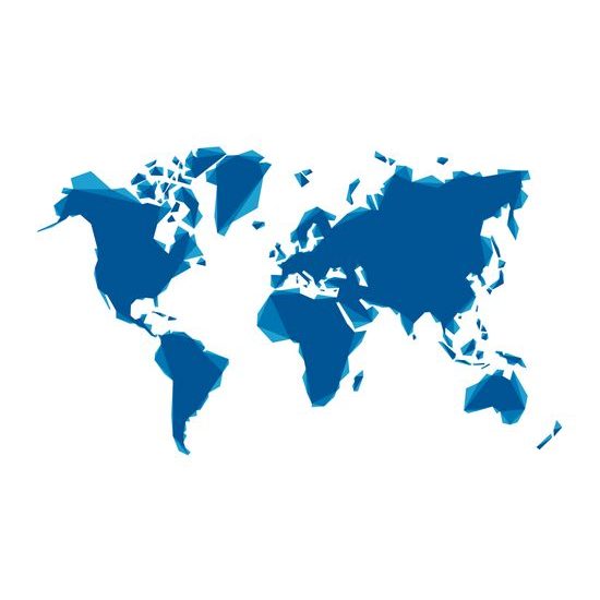 Samolepiaca tapeta moderná mapa sveta v modrom prevedení