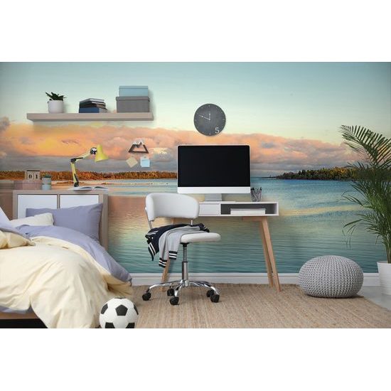 Samolepiaca fototapeta západ slnka pri jazere