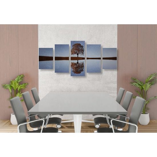 5-dielny obraz odraz hviezd na hladine jazera