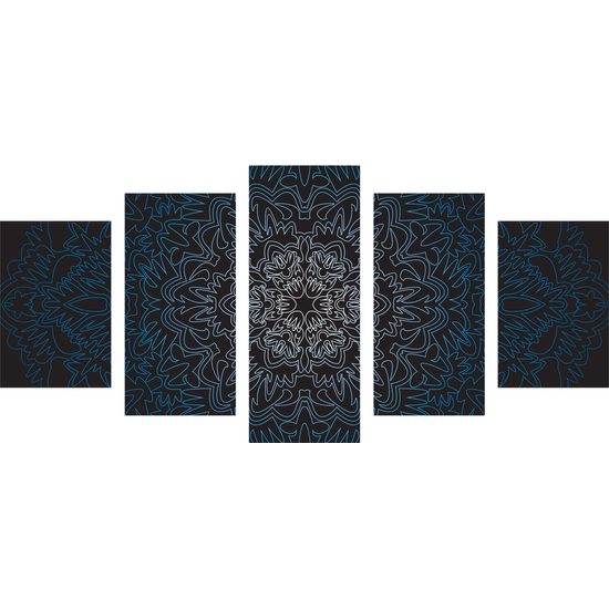 5-dielny obraz exotická Mandala v modrom prevedení