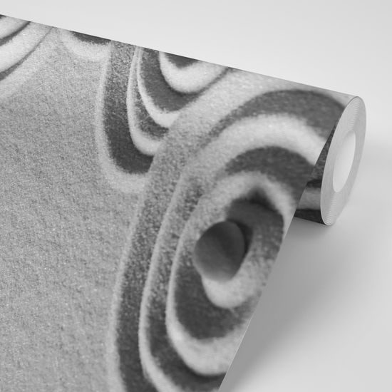 Samolepiaca fototapeta čiernobiele piesočnaté kruhy so zen kameňmi