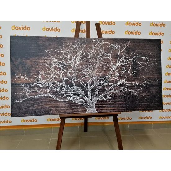 Obraz majestátny strom na drevenom pozadí