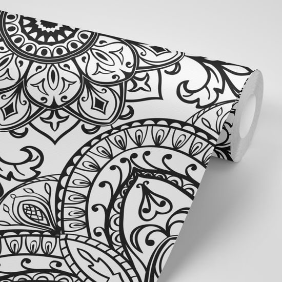 Samolepiaca tapeta čiernobiela Mandala