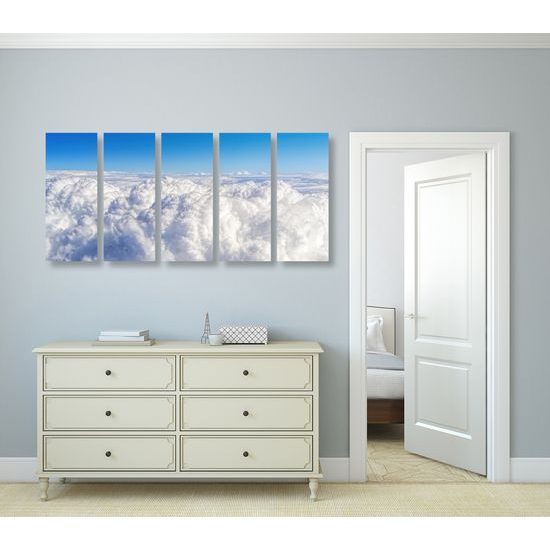 5-dielny obraz krásne biele oblaky