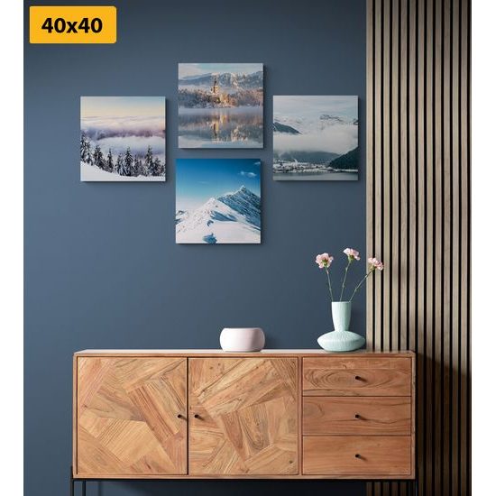 Set obrazov zasnežené vrcholky hôr