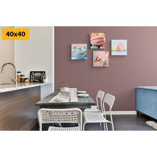 Set obrazov pastelové zákusky