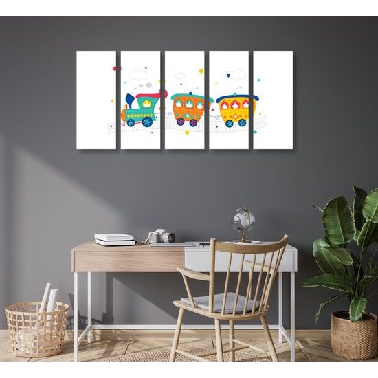 5-dielny obraz krásny rozprávkový vláčik