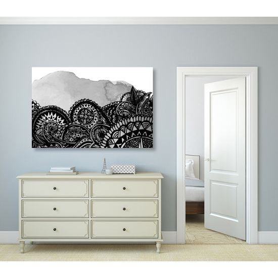 Obraz zaujímavá čiernobiela Mandala
