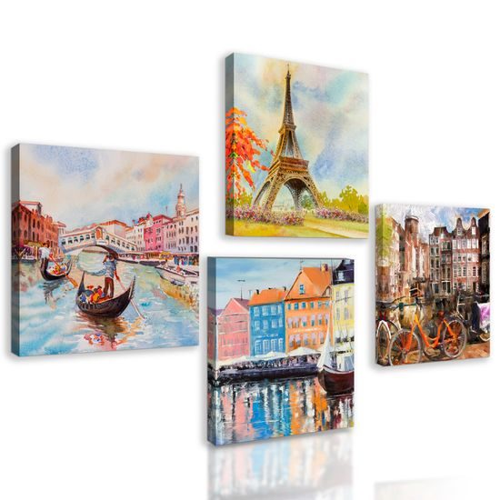 Set obrazov maľby európskych miest