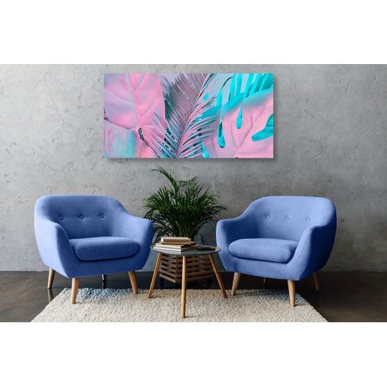 Obraz palmové listy v neonových farbách