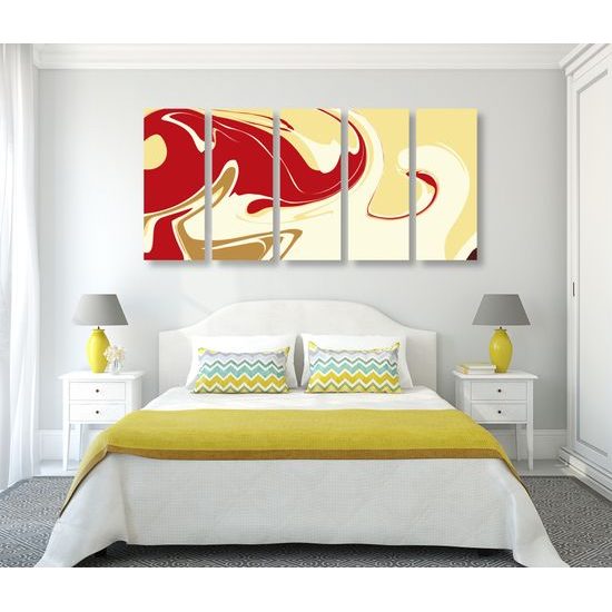 5-dielny obraz zaujímavá umelecká abstrakcia v zemitých farbách