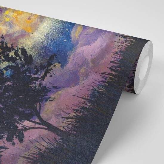 Samolepiaca tapeta žiarivá planéta na abstraktnej oblohe