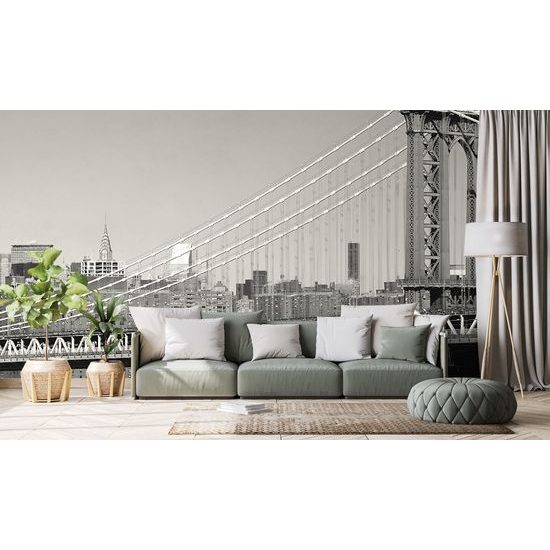 Samolepiaca fototapeta jedinečný Manhattan Bridge v čiernobielom prevedení